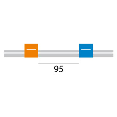 [0.25-OB-95-F-S] Contour Flared End PVC Pump Tube 2tag (95mm) 0.25mm ID Orange/Blue (PKT 6)